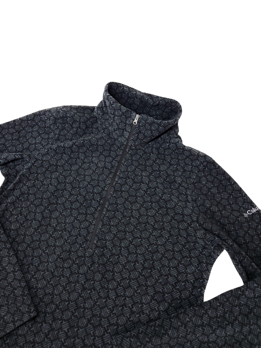 Columbia Women's Medium Gray Black Print Fleece 1/2 Zip Pullover Jacket M - Picture 9 of 14